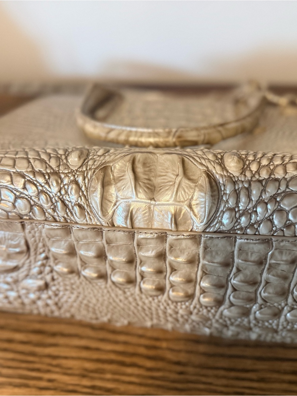 Brahmin Croc-Embossed Satchel in Taupe - Picture 7 of 7